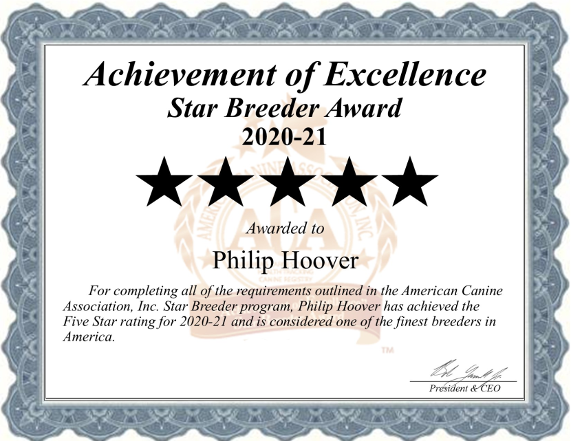 philip, hoover, ACA-certificate, dog, breeder, philip-hoover, memphis, mo, usda, kennel